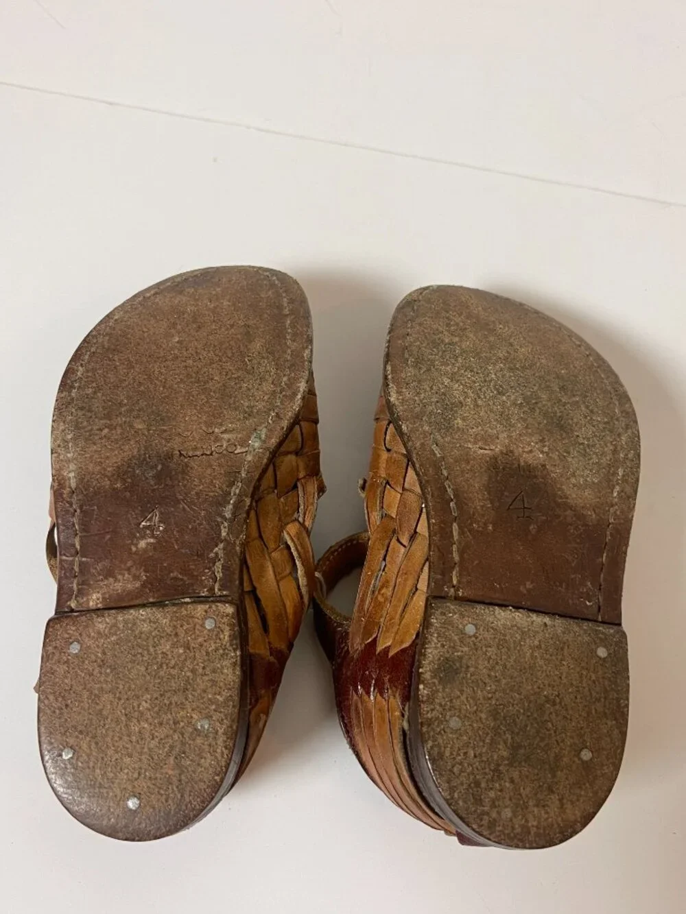Vintage Baby Toddler Mexican Huarache Leather Mary Jane Shoes Size 4